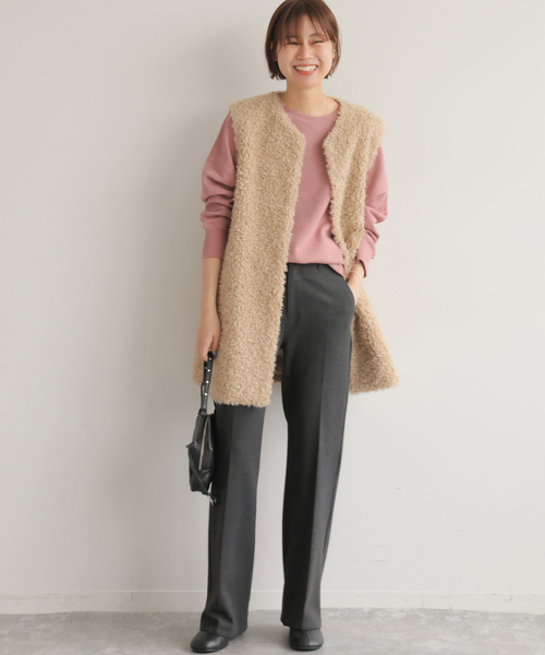 JOURNAL STANDARD relume(ジャーナルスタンダード レリューム)の「《追加2》オーバーサイズロングスウェット(スウェット・レディース・ブラック/ホワイト系その他/ブラウン/ピンク・FREE)」の9枚目の写真