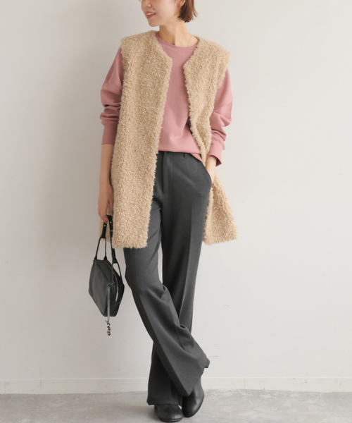 JOURNAL STANDARD relume(ジャーナルスタンダード レリューム)の「《追加2》オーバーサイズロングスウェット(スウェット・レディース・ブラック/ホワイト系その他/ブラウン/ピンク・FREE)」の10枚目の写真