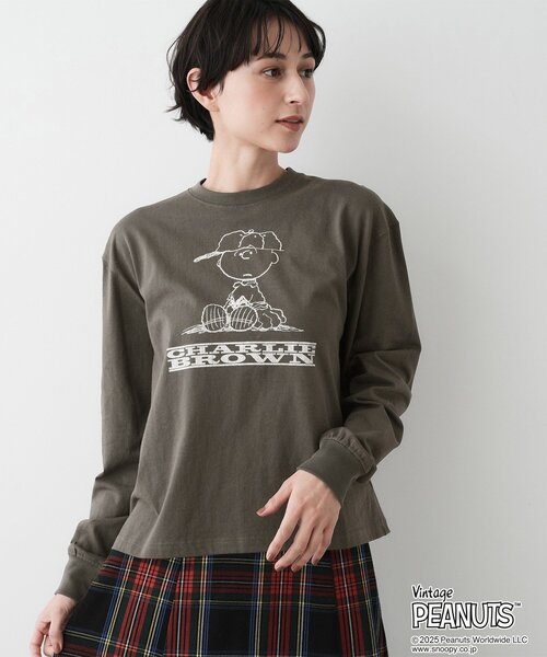Dessin(デッサン)の「PEANUTSロングTシャツ(Tシャツ/カットソー・レディース・オフホワイト/グレー/ブラウン系その他・02/04)」の1枚目の写真