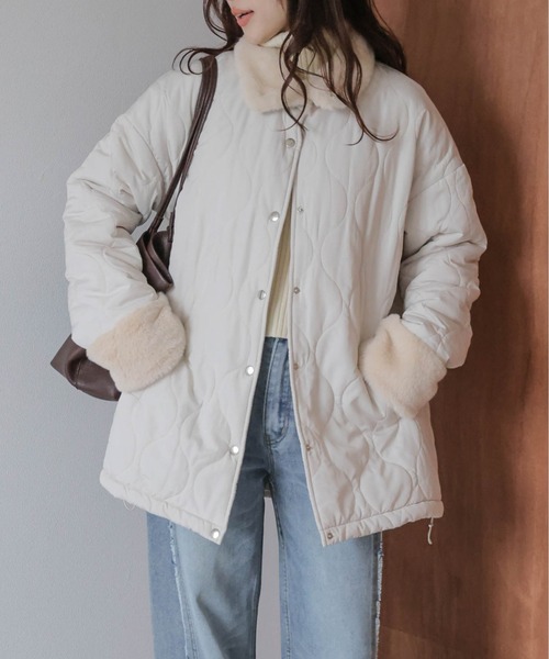 SUGAR BISKET(シュガービスケット)の「ファーカラー バルーンキルティングブルゾン(ブルゾン・レディース・ブラック/ベージュ/ブラウン・フリー)」の3枚目の写真