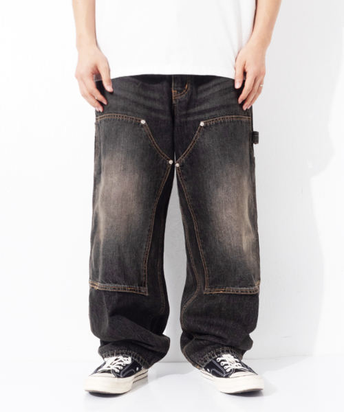 QT8 GARMENTS(キューティーエイトガーメント)の「TL Double Knee Washed Pants (Non-Painted Black)(デニムパンツ・レディース・その他・LARGE/X-LARGE)」の1枚目の写真