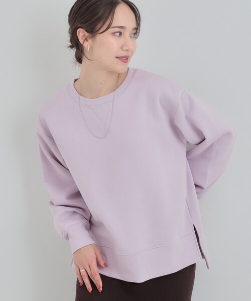 SHOO・LA・RUE(シューラルー)の「【あったか/S-LL】シンプルだから使いやすい ガゼット付き 裏起毛スウェット(スウェット・レディース・ブルー系その他/パープル/ダークグレー/ワインレッド/アイボリー・04/03/02/01)」の4枚目の写真