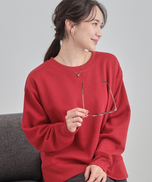 SHOO・LA・RUE(シューラルー)の「【あったか/S-LL】シンプルだから使いやすい ガゼット付き 裏起毛スウェット(スウェット・レディース・ブルー系その他/パープル/ダークグレー/ワインレッド/アイボリー・04/03/02/01)」の5枚目の写真