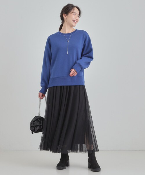 SHOO・LA・RUE(シューラルー)の「【あったか/S-LL】シンプルだから使いやすい ガゼット付き 裏起毛スウェット(スウェット・レディース・ブルー系その他/パープル/ダークグレー/ワインレッド/アイボリー・04/03/02/01)」の18枚目の写真