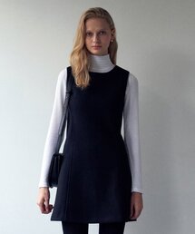 ベーシックレイヤードミニワンピース - ブラック