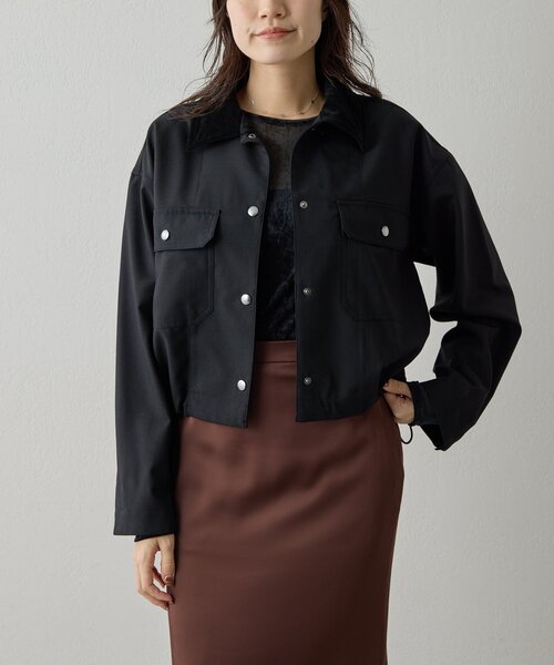 Drawing Numbers(ドローイング ナンバーズ)の「【Drawing Numbers】《セットアップ対応可》ウォッシャブルツイルジャケット(ブルゾン・レディース・ブラック/ネイビー・38)」の2枚目の写真