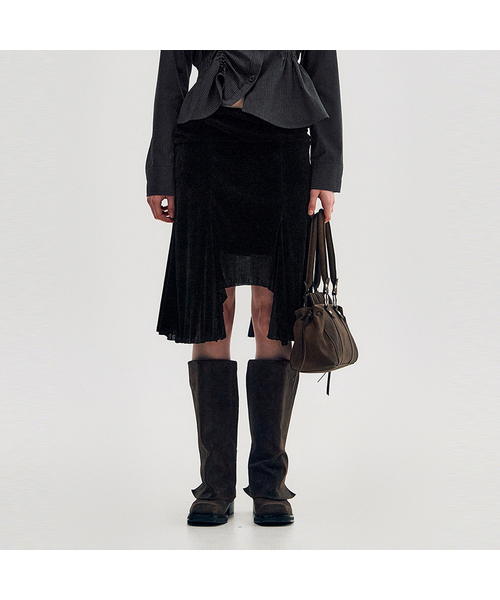 KIMZISU(キムジス)の「Velvet Jersey Gored Skirt _ BLACK(スカート・レディース・ブラック・SMALL/MEDIUM)」の1枚目の写真
