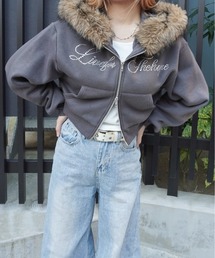 Mayree（メイリー）の「ラインストーンロゴボリュームファーZIPパーカー(RO)（パーカー）」