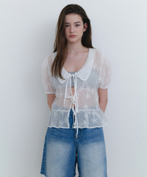 LETTERA（レッテラ）の「See-Through Flower Blouse_white（シャツ/ブラウス）」