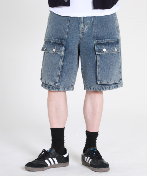 ESN(イーエスエヌ)の「アウトポケットカーペンターデニムショーツ濃紺(その他パンツ・メンズ・その他・LARGE/MEDIUM/X-LARGE)」の1枚目の写真
