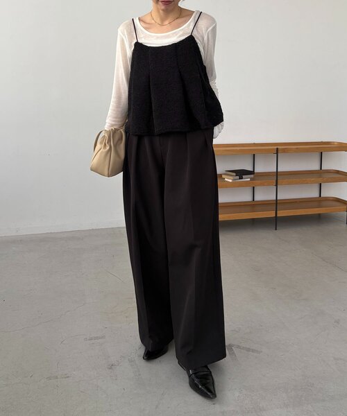 CAPRICIEUX LE'MAGE(カプリシューレマージュ)の「ボアフレアキャミ(シャツ/ブラウス・レディース・オフホワイト/ブラック・FREE)」の19枚目の写真