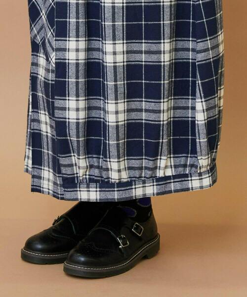 FRAPBOIS(フラボア)の「チェックパッチスカート(スカート・レディース・ブラウン/ネイビー・0/1)」の6枚目の写真