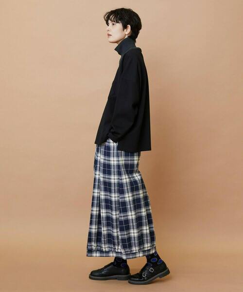 FRAPBOIS(フラボア)の「チェックパッチスカート(スカート・レディース・ブラウン/ネイビー・0/1)」の8枚目の写真