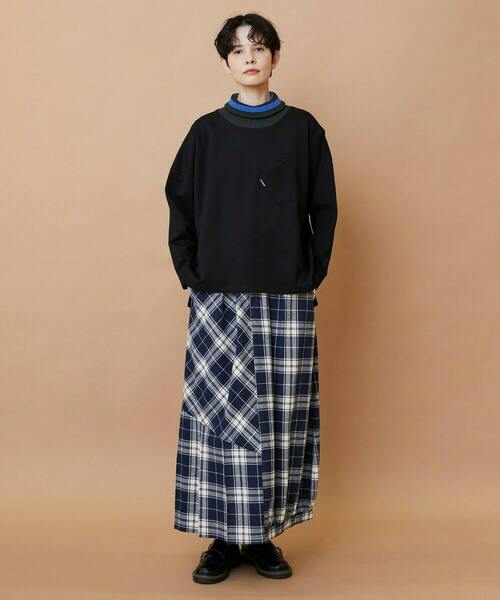 FRAPBOIS(フラボア)の「チェックパッチスカート(スカート・レディース・ブラウン/ネイビー・0/1)」の11枚目の写真