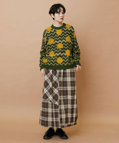 FRAPBOIS(フラボア)の「チェックパッチスカート(スカート・レディース・ブラウン/ネイビー・0/1)」の22枚目の写真