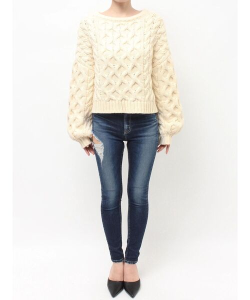 GYDA(ジェイダ)の「ケーブルクルーネックニットトップス(ニット/セーター・レディース・グレー/アイボリー/レッド・FREE)」の17枚目の写真
