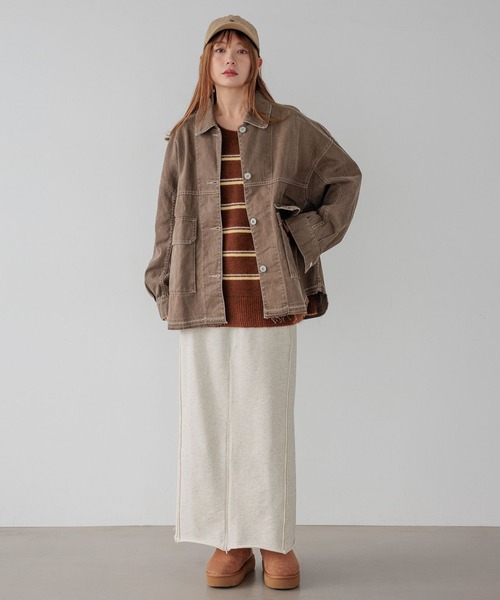 BAYFLOW（ベイフロー）の「[身長に合わせて選べる着丈]フロントスリットスウェットスカート（スカート・レディース・アイボリー/グレー・MEDIUM/SMALL）」の9枚目の写真