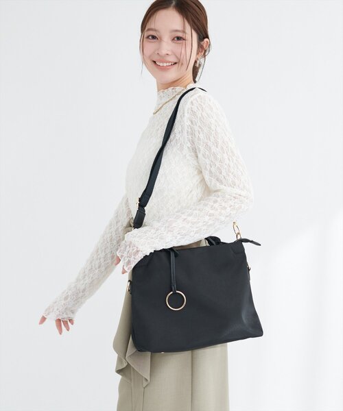 natural couture(ナチュラルクチュール)の「2WAYトートミニ(トートバッグ・レディース・ブラック/チャコールグレー/ピンクベージュ/アイボリー・FREE)」の16枚目の写真