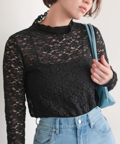titivate(ティティベイト)の「ハイネックレーストップス(Tシャツ/カットソー・レディース・オフホワイト/ブラック・L/M/S)」の13枚目の写真