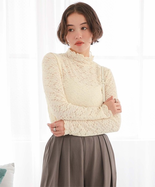 titivate(ティティベイト)の「ハイネックレーストップス(Tシャツ/カットソー・レディース・オフホワイト/ブラック・L/M/S)」の8枚目の写真