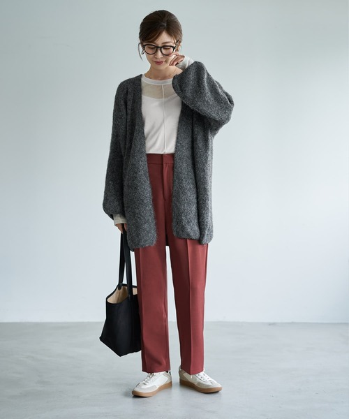 STYLE DELI(スタイルデリ)の「ストレッチツイルBASICタックパンツ(スラックス・レディース・ブラック/アイボリー/グレイッシュベージュ/バーガンディー・X-SMALL/SMALL/MEDIUM)」の12枚目の写真