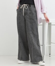 SHOO・LA・RUE | 【S-LL】抜け感あるスタイルに ケミカルデニム イージーワイドパンツ(デニムパンツ)