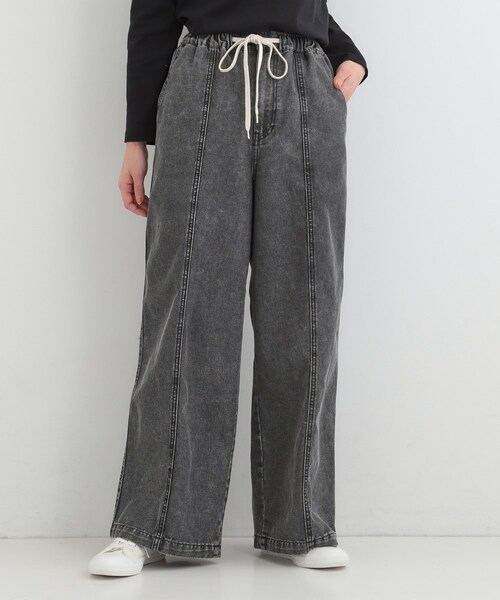 SHOO・LA・RUE(シューラルー)の「【S-LL】抜け感あるスタイルに ケミカルデニム イージーワイドパンツ(デニムパンツ・レディース・ネイビー/ブラック・01/02/03/04)」の6枚目の写真