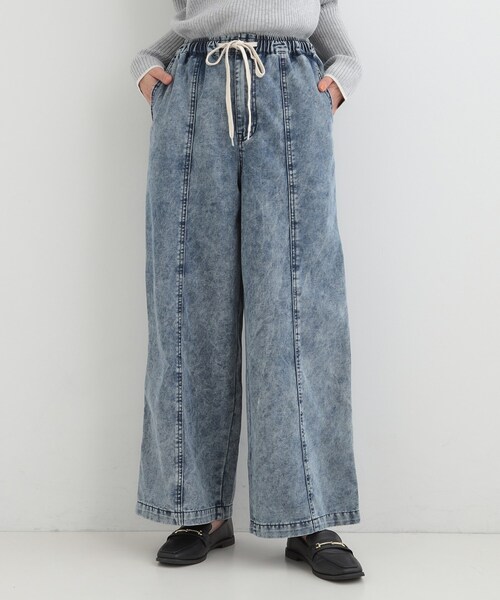 SHOO・LA・RUE(シューラルー)の「【S-LL】抜け感あるスタイルに ケミカルデニム イージーワイドパンツ(デニムパンツ・レディース・ネイビー/ブラック・01/02/03/04)」の17枚目の写真