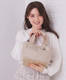 index（インデックス）の「持ち手フリルビジューミドルトートバッグ【2WAY】（トートバッグ）」