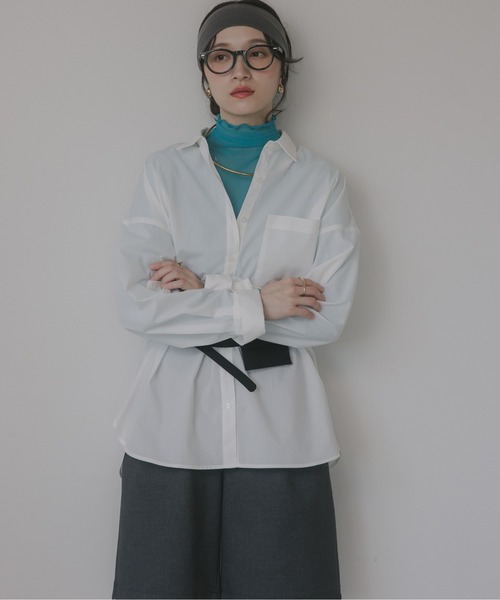 210nouve（トゥージュヌーブ）の「柄が選べる ビッグポケット オーバーサイズ シャツ（シャツ/ブラウス・レディース・ホワイト/サックスブルー/ベージュ系その他/ピンク系その他/ブルー系その他・FREE）」の21枚目の写真