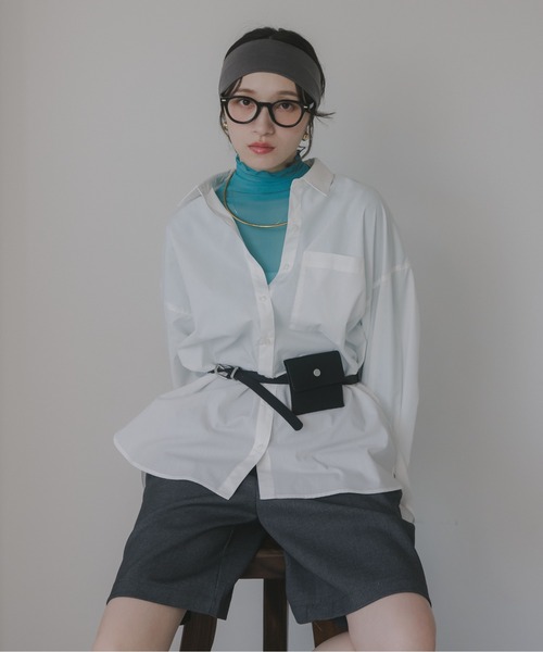 210nouve（トゥージュヌーブ）の「柄が選べる ビッグポケット オーバーサイズ シャツ（シャツ/ブラウス・レディース・ホワイト/サックスブルー/ベージュ系その他/ピンク系その他/ブルー系その他・FREE）」の22枚目の写真