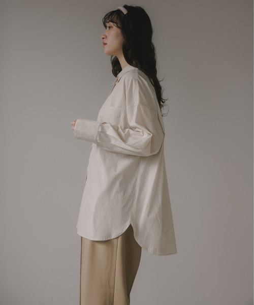 210nouve（トゥージュヌーブ）の「柄が選べる ビッグポケット オーバーサイズ シャツ（シャツ/ブラウス・レディース・ホワイト/サックスブルー/ベージュ系その他/ピンク系その他/ブルー系その他・FREE）」の15枚目の写真