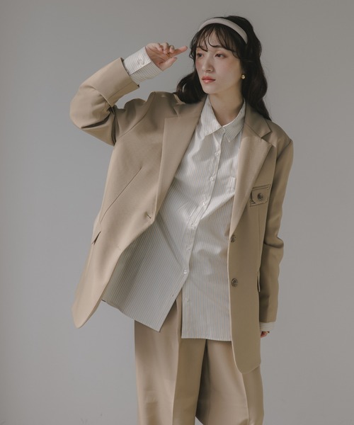 210nouve（トゥージュヌーブ）の「柄が選べる ビッグポケット オーバーサイズ シャツ（シャツ/ブラウス・レディース・ホワイト/サックスブルー/ベージュ系その他/ピンク系その他/ブルー系その他・FREE）」の13枚目の写真