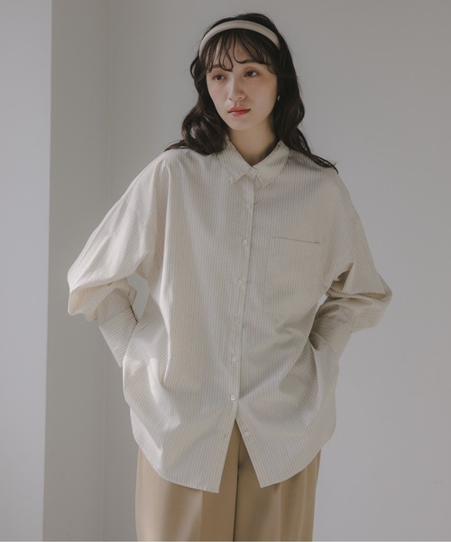 210nouve（トゥージュヌーブ）の「柄が選べる ビッグポケット オーバーサイズ シャツ（シャツ/ブラウス・レディース・ホワイト/サックスブルー/ベージュ系その他/ピンク系その他/ブルー系その他・FREE）」の14枚目の写真