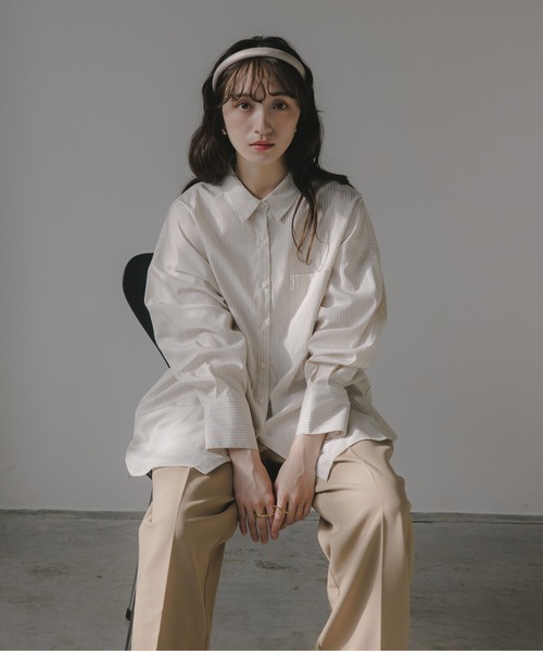 210nouve（トゥージュヌーブ）の「柄が選べる ビッグポケット オーバーサイズ シャツ（シャツ/ブラウス・レディース・ホワイト/サックスブルー/ベージュ系その他/ピンク系その他/ブルー系その他・FREE）」の16枚目の写真