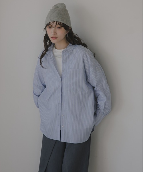 210nouve（トゥージュヌーブ）の「柄が選べる ビッグポケット オーバーサイズ シャツ（シャツ/ブラウス・レディース・ホワイト/サックスブルー/ベージュ系その他/ピンク系その他/ブルー系その他・FREE）」の6枚目の写真