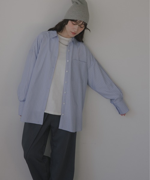 210nouve（トゥージュヌーブ）の「柄が選べる ビッグポケット オーバーサイズ シャツ（シャツ/ブラウス・レディース・ホワイト/サックスブルー/ベージュ系その他/ピンク系その他/ブルー系その他・FREE）」の9枚目の写真