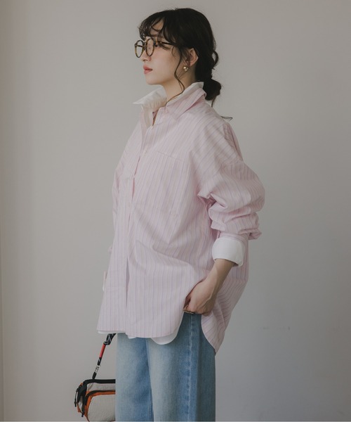 210nouve（トゥージュヌーブ）の「柄が選べる ビッグポケット オーバーサイズ シャツ（シャツ/ブラウス・レディース・ホワイト/サックスブルー/ベージュ系その他/ピンク系その他/ブルー系その他・FREE）」の11枚目の写真