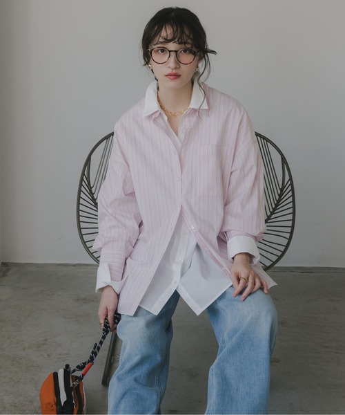 210nouve（トゥージュヌーブ）の「柄が選べる ビッグポケット オーバーサイズ シャツ（シャツ/ブラウス・レディース・ホワイト/サックスブルー/ベージュ系その他/ピンク系その他/ブルー系その他・FREE）」の12枚目の写真