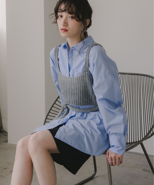 210nouve（トゥージュヌーブ）の「柄が選べる ビッグポケット オーバーサイズ シャツ（シャツ/ブラウス・レディース・ホワイト/サックスブルー/ベージュ系その他/ピンク系その他/ブルー系その他・FREE）」の18枚目の写真