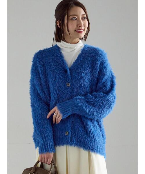 Te chichi(テチチ)の「シャギーVネックカーディガン(カーディガン/ボレロ・レディース・ブルー/キャメル/グレー・F)」の1枚目の写真