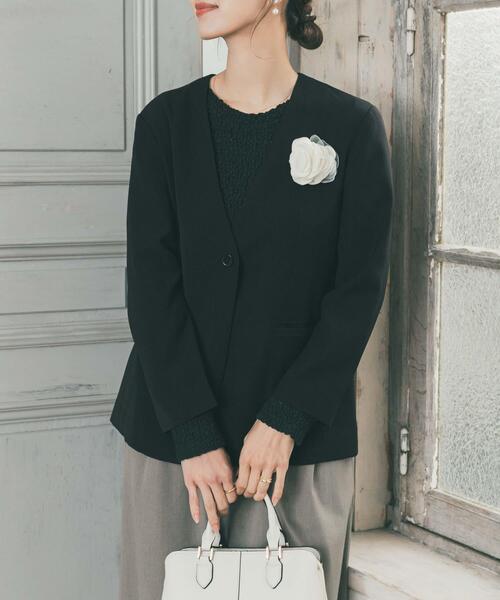 URBAN RESEARCH DOORS（アーバンリサーチドアーズ）の「ノーカラージャケット（スーツジャケット・レディース・ネイビー/ブラック・FREE）」の21枚目の写真