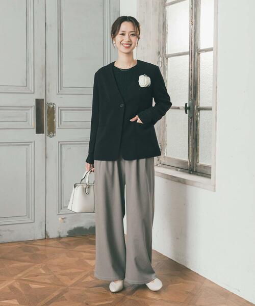 URBAN RESEARCH DOORS（アーバンリサーチドアーズ）の「ノーカラージャケット（スーツジャケット・レディース・ネイビー/ブラック・FREE）」の5枚目の写真