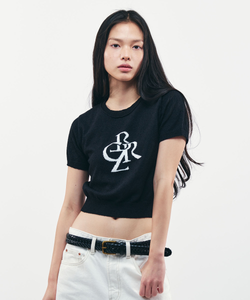 CITYBREEZE(シティブリーズ)の「ブクルシンボルロゴ半袖ニット_BLACK(Tシャツ/カットソー・レディース・ブラック・FREE)」の2枚目の写真