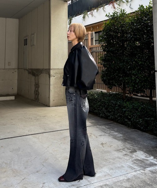 Ameri（アメリ）の「STAR LASER DESIGN DENIM PANTS（デニムパンツ・レディース・ブラック/ベージュ・24inch/25inch/26inch）」の5枚目の写真