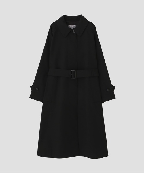 MARGARET HOWELL（マーガレットハウエル）の「WOOL POPLIN COAT（ステンカラーコート・レディース・ブラック・2/1）」の4枚目の写真