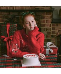 ODER（オディエール）の「刺繍ウール100ヘビーフルオーバー-レッド（ニット/セーター）」