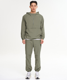 LAZYBEE（レイジービー）の「[SET] キャンプウーブンウィンドブレーカー フードジップアップアノラックジャケットセット + ランニングジョガーパンツセット M カーキ（セットアップ）」