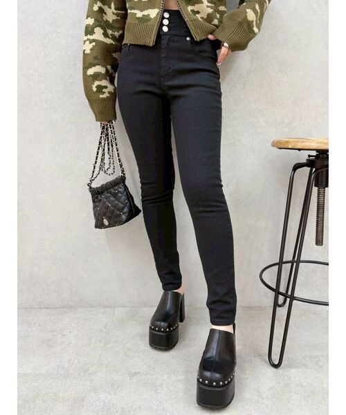 EVRIS（エヴリス）の「ワイドベルトハイウエストスキニーデニムパンツ（デニムパンツ・レディース・インディゴブルー/ブラック・X-SMALL/MEDIUM/SMALL）」の15枚目の写真