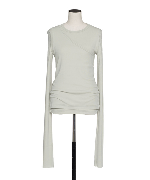 muller of yoshiokubo（ミュラーオブヨシオクボ）の「muller of yoshiokubo ミュラーオブヨシオクボ / 2 LAYER LONG SLEEVE TOPS 2WAYレイヤーロングスリーブトップス / MLS26104B（Tシャツ/カットソー・レディース・グレー/グリーン/ホワイト/イエロー・38/36）」の3枚目の写真